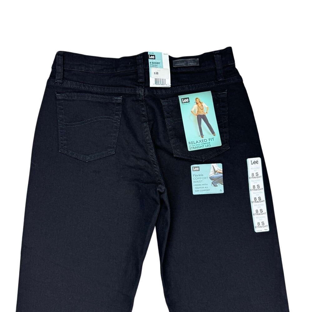 Vintage Lee Jeans Relaxed Straight Black Mom Jeans‎  Women Size 8  DEADSTOCK Y2K